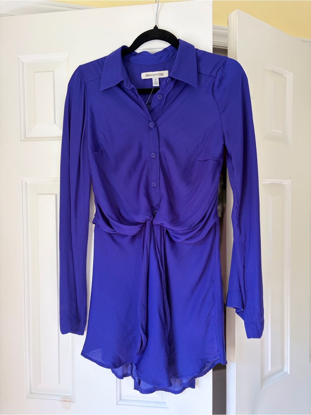 Urban Outfitters Purple Tie-Front Button down mini dress satin material